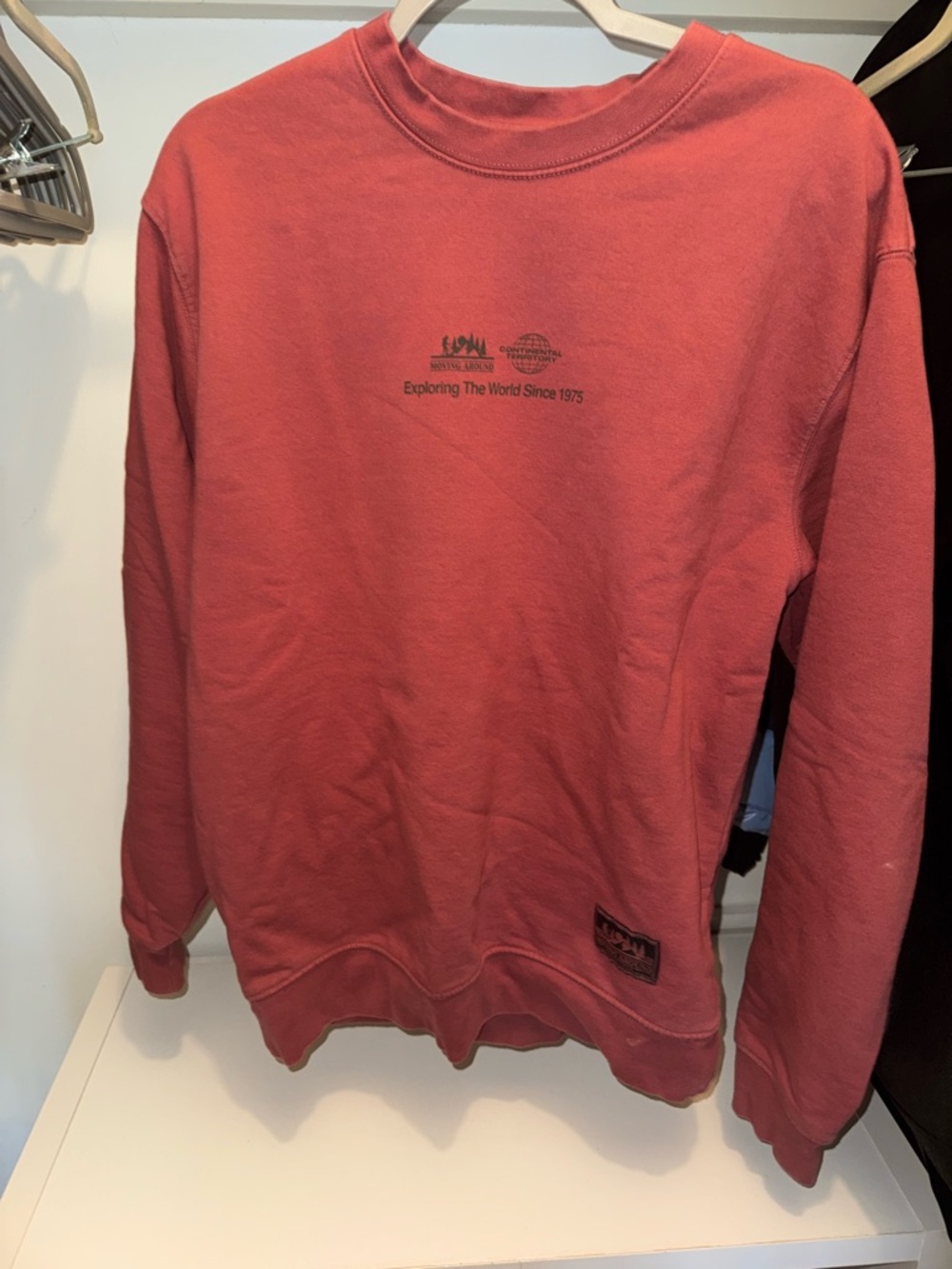 Zara Coral Red Crewneck Sweatshirt with Chest Print